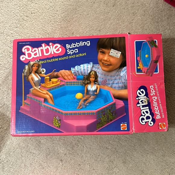 Vintage 1983 Barbie BUBBLING SPA Playset Hot Tub 7145 w/ Original Box Incomplete - Picture 4 of 16